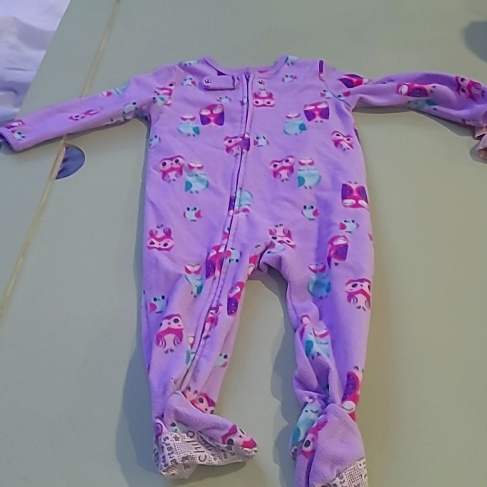 Child of Mine by Carter's 18 months owl purple zip up PJs